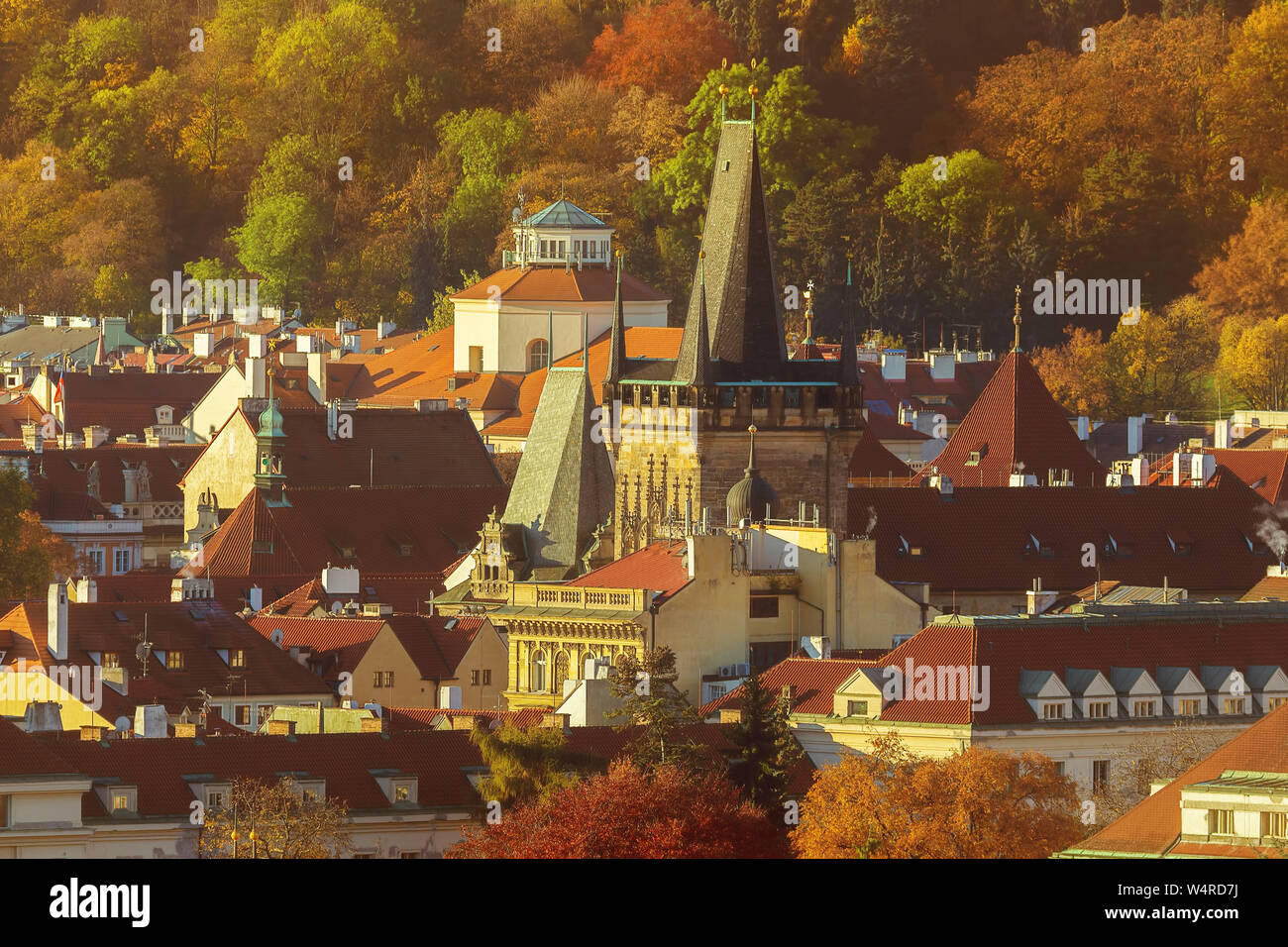 Prague old town in autumn sun Stock Photo
