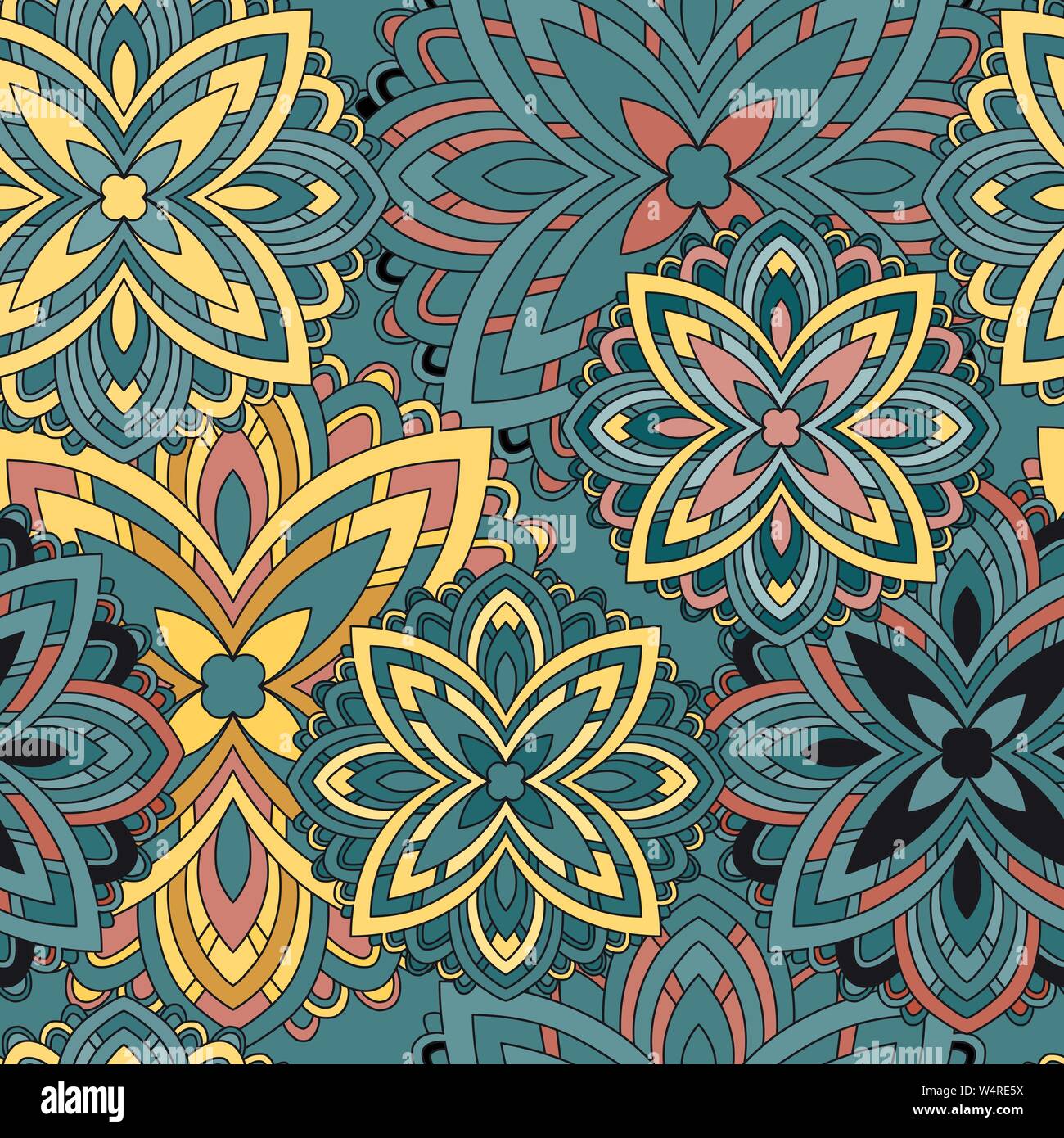Mandala. Vintage decorative elements. seamless pattern. Stock Vector