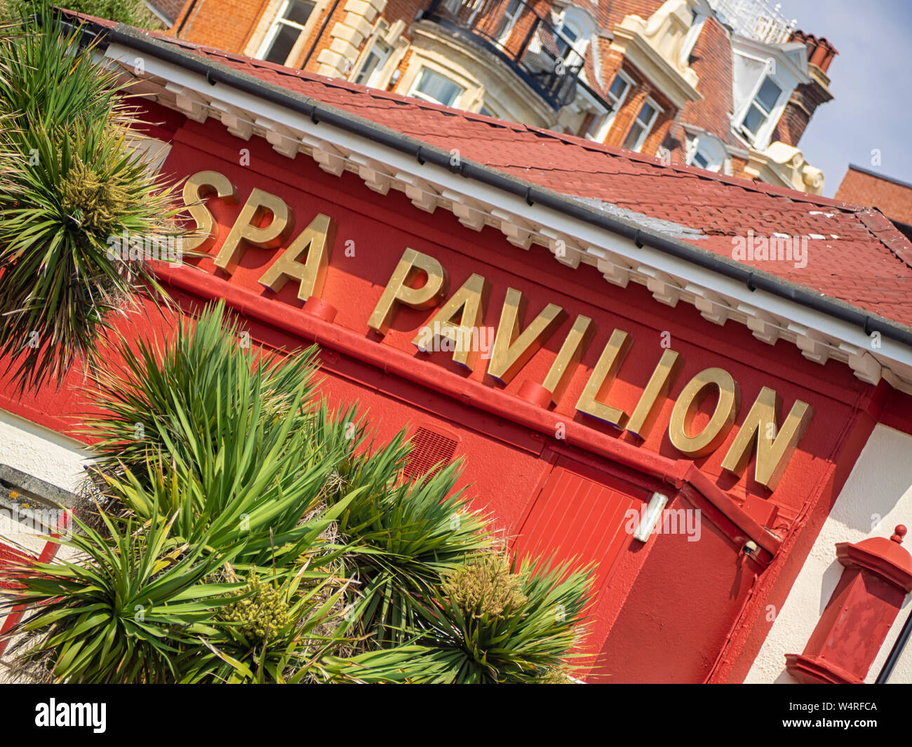 FELIXSTOWE, ESSEX, UK - JULY 18, 2018:  The Spa Pavilion Theatre on the Seafront Stock Photo