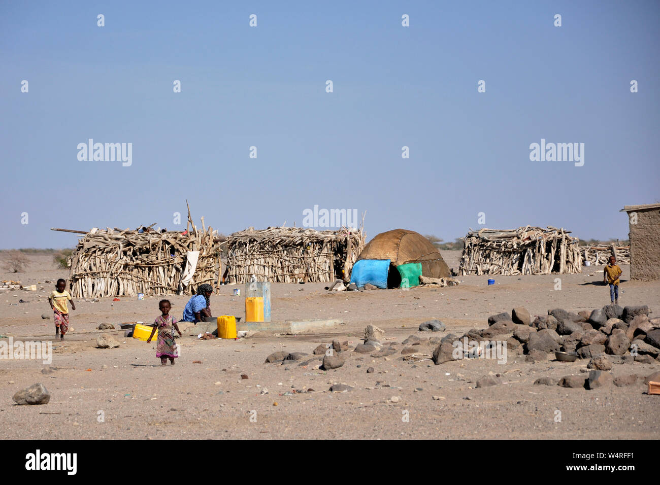 Djibouti, Abbe lake area, local village Stock Photo