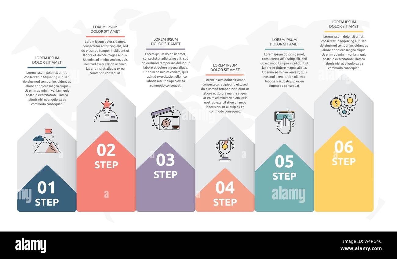Vector infographic flat template concept for six labels, diagram, graph ...