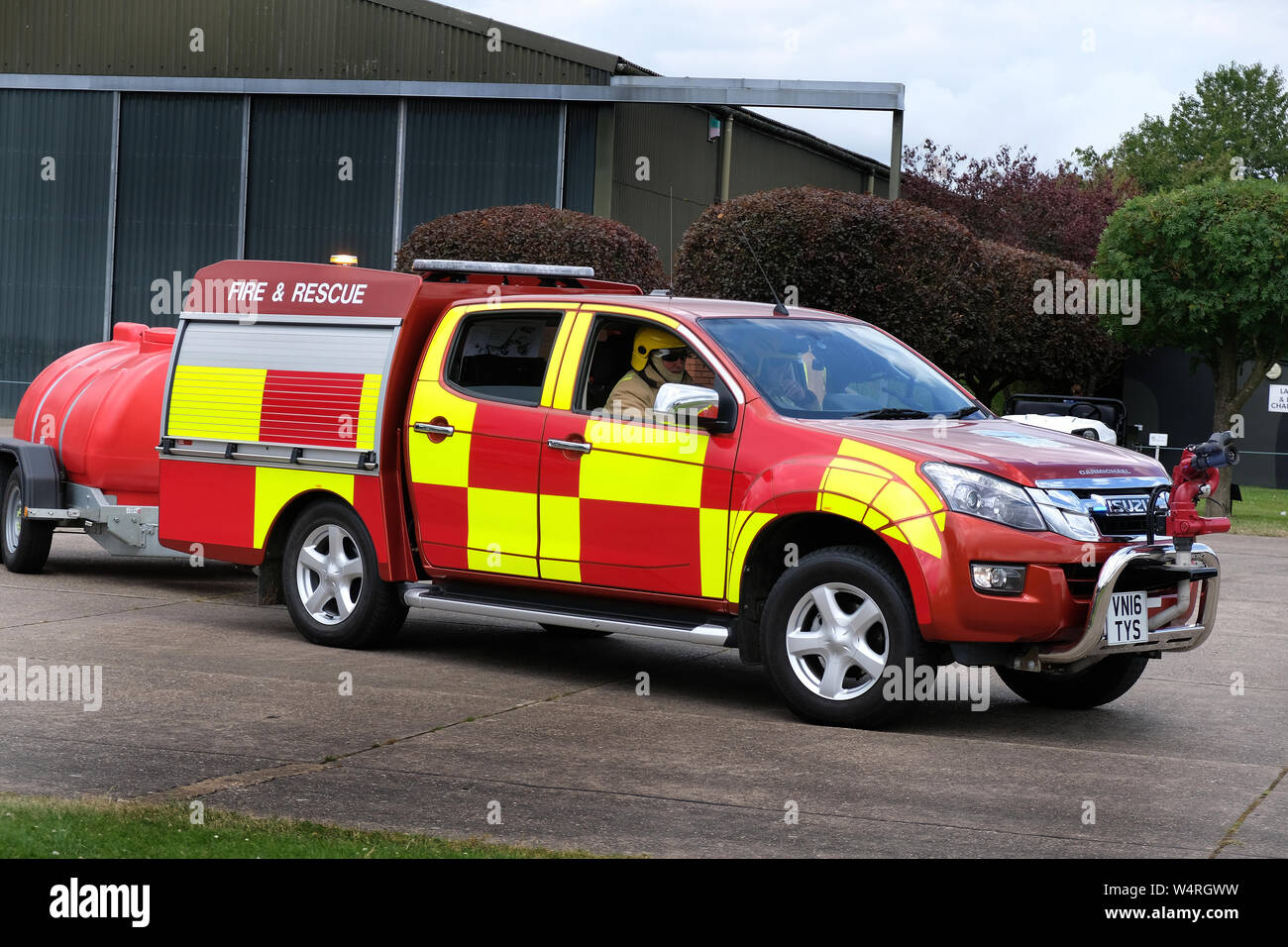 Modern small airfield crash and fire tender. Stock Photo