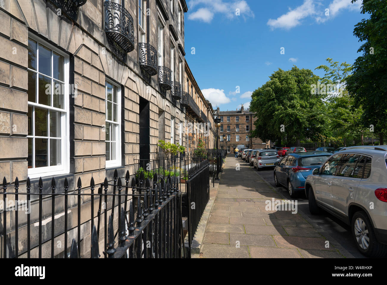 View of Saxe Coburg Place in Stockbridge, Edinburgh, Scotland, UK Stock Photo