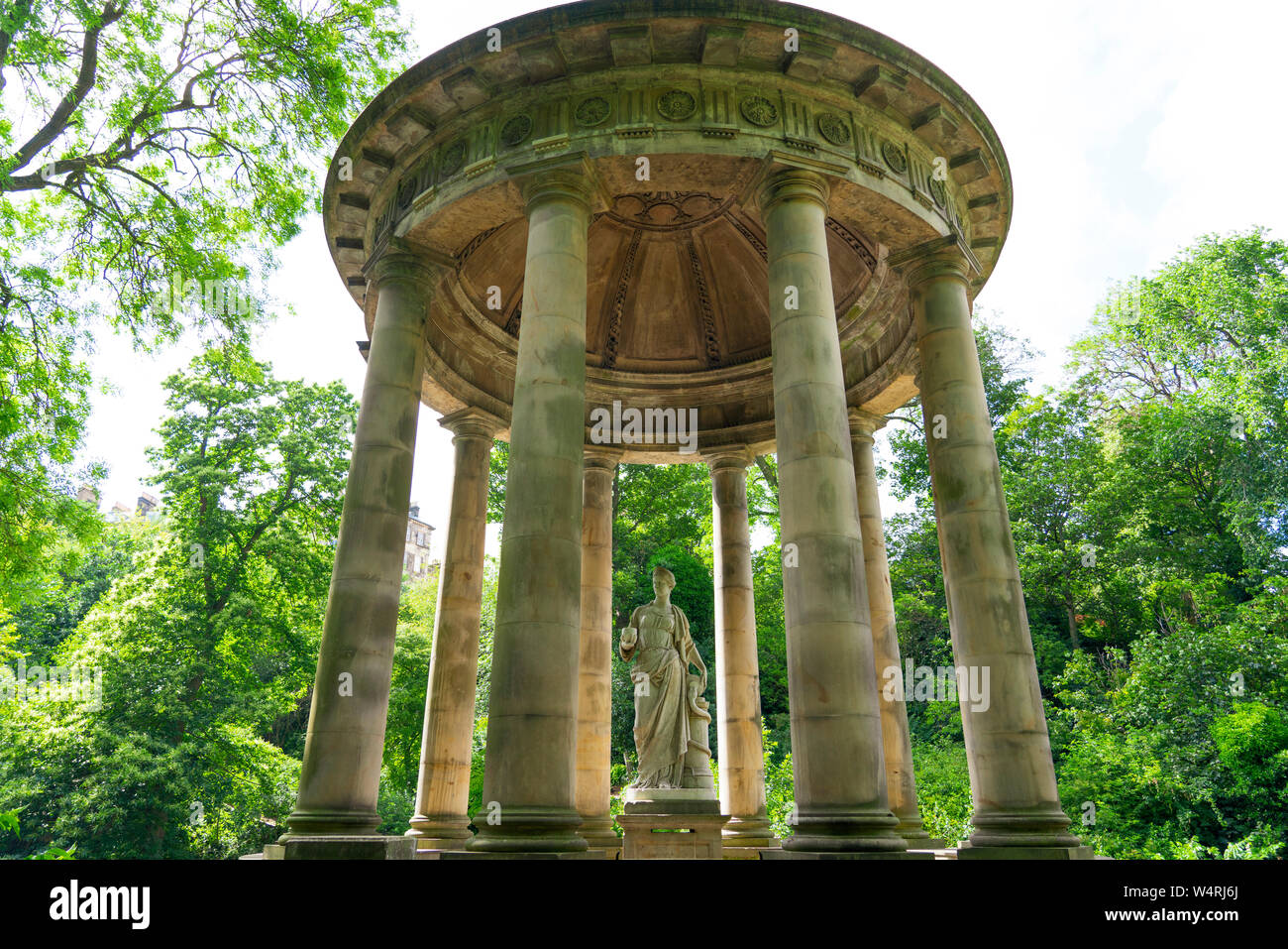Statue of Hygeia (,Hygieia) the Greek goddess of health at St Bernards Well on the Water of Leith,in Edinburgh, Scotland, UK Stock Photo