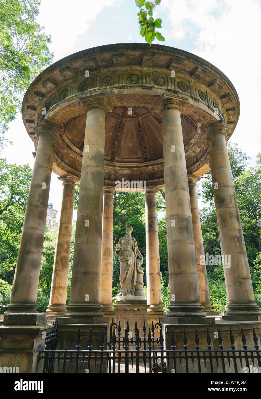 Statue of Hygeia (,Hygieia) the Greek goddess of health at St Bernards Well on the Water of Leith,in Edinburgh, Scotland, UK Stock Photo