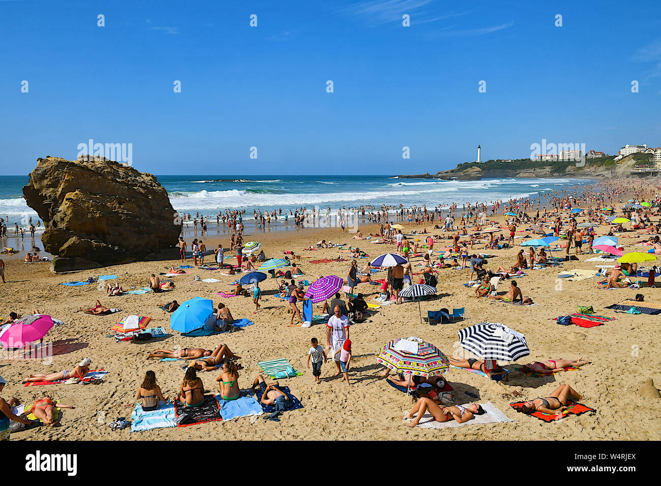 Seascape and beach in Biarritz, Basque Country, France Stock Photo