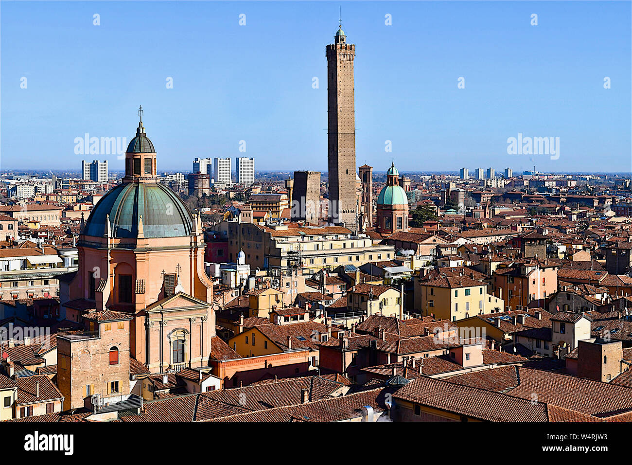 Tiled roofs of city buildings, Bologna, Emilia-Romagna, Italy Stock Photo