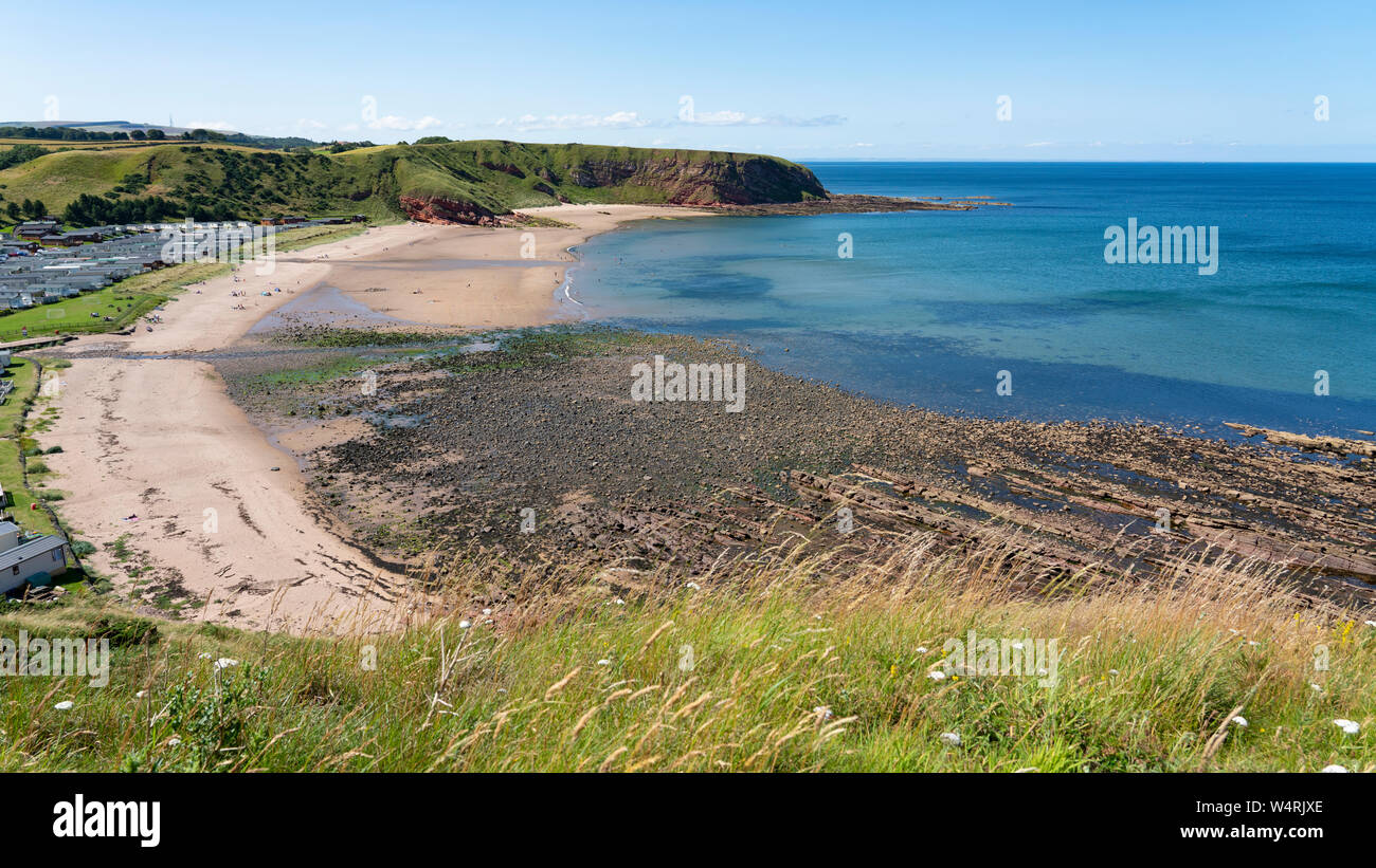 View of Pease Bay beach on Berwickshire coast, Scotland, UK. Stock Photo
