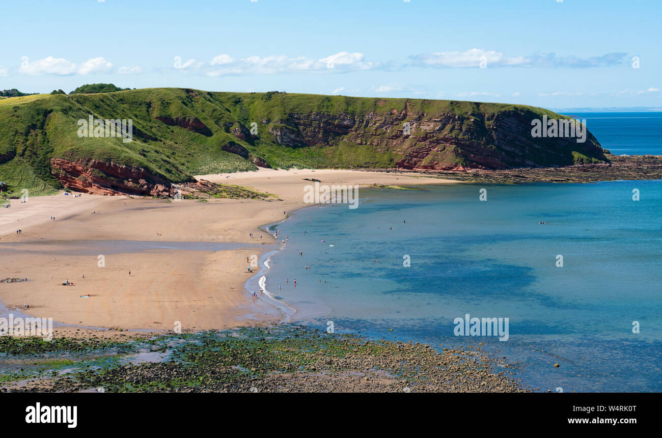 View of Pease Bay beach on Berwickshire coast, Scotland, UK. Stock Photo