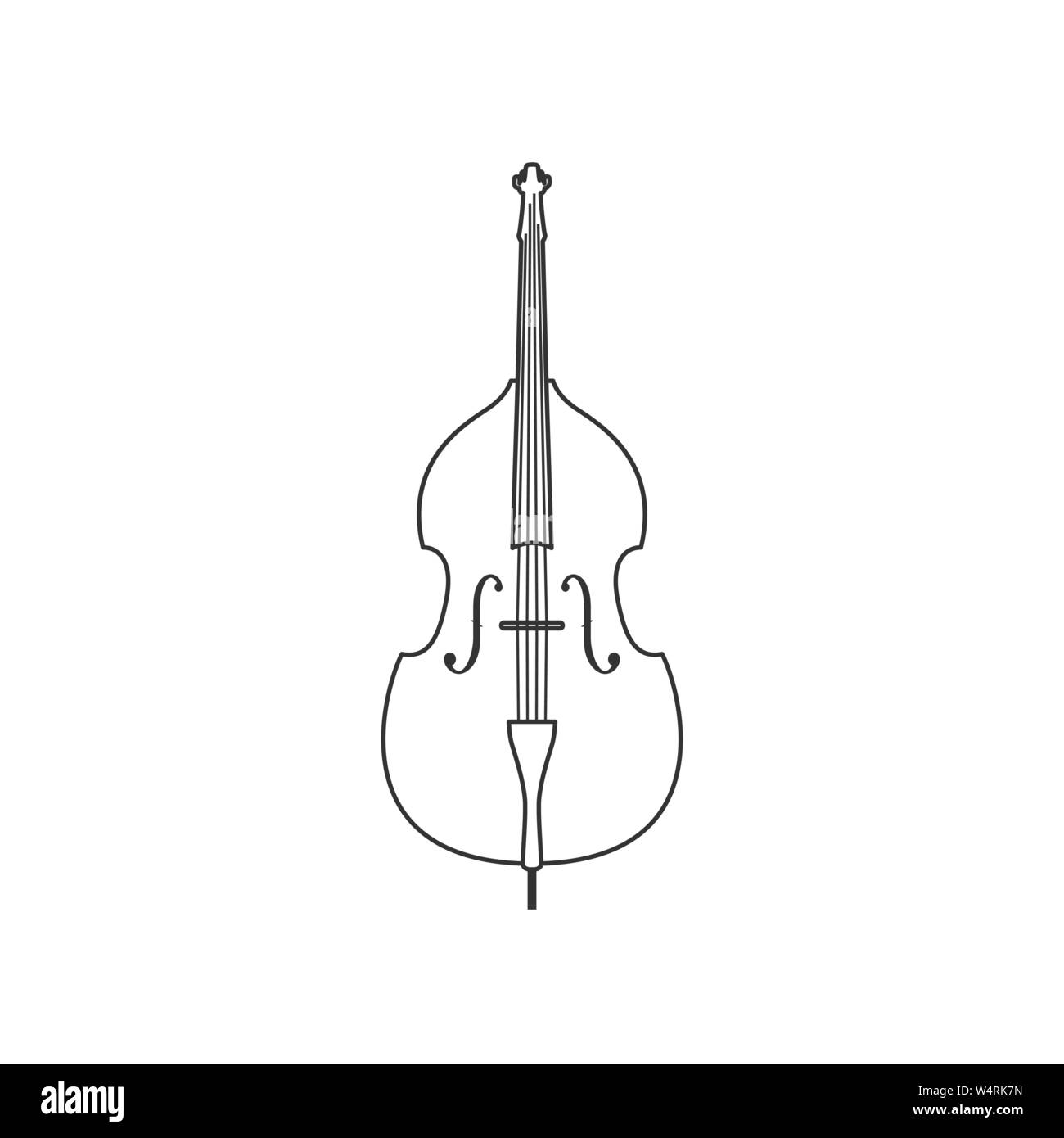 Contrabass black and white icon. Isolated Vector String ill Stock ...