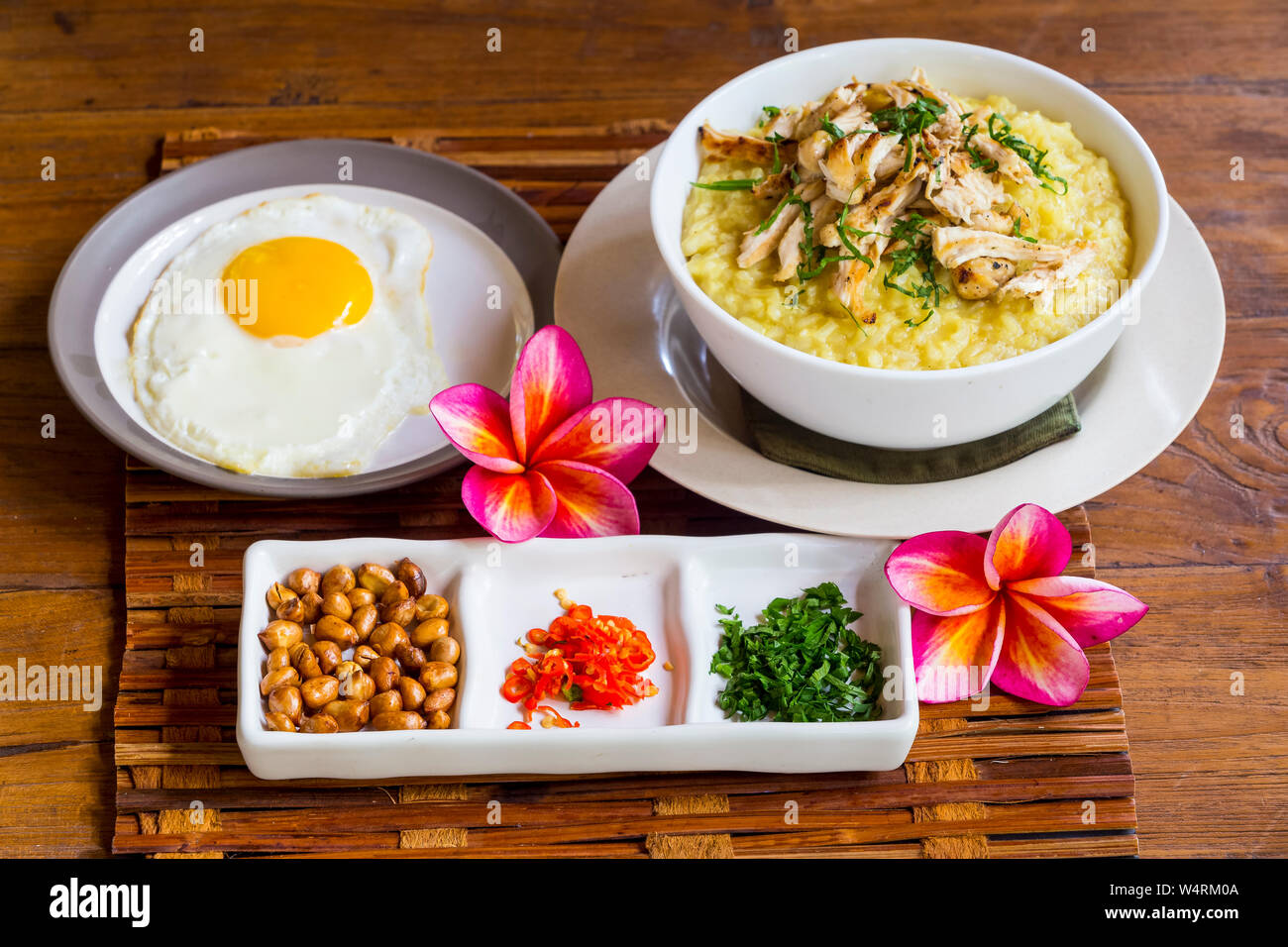 Fried egg and porridge, Ubud, Bali, Indonesia Stock Photo Alamy