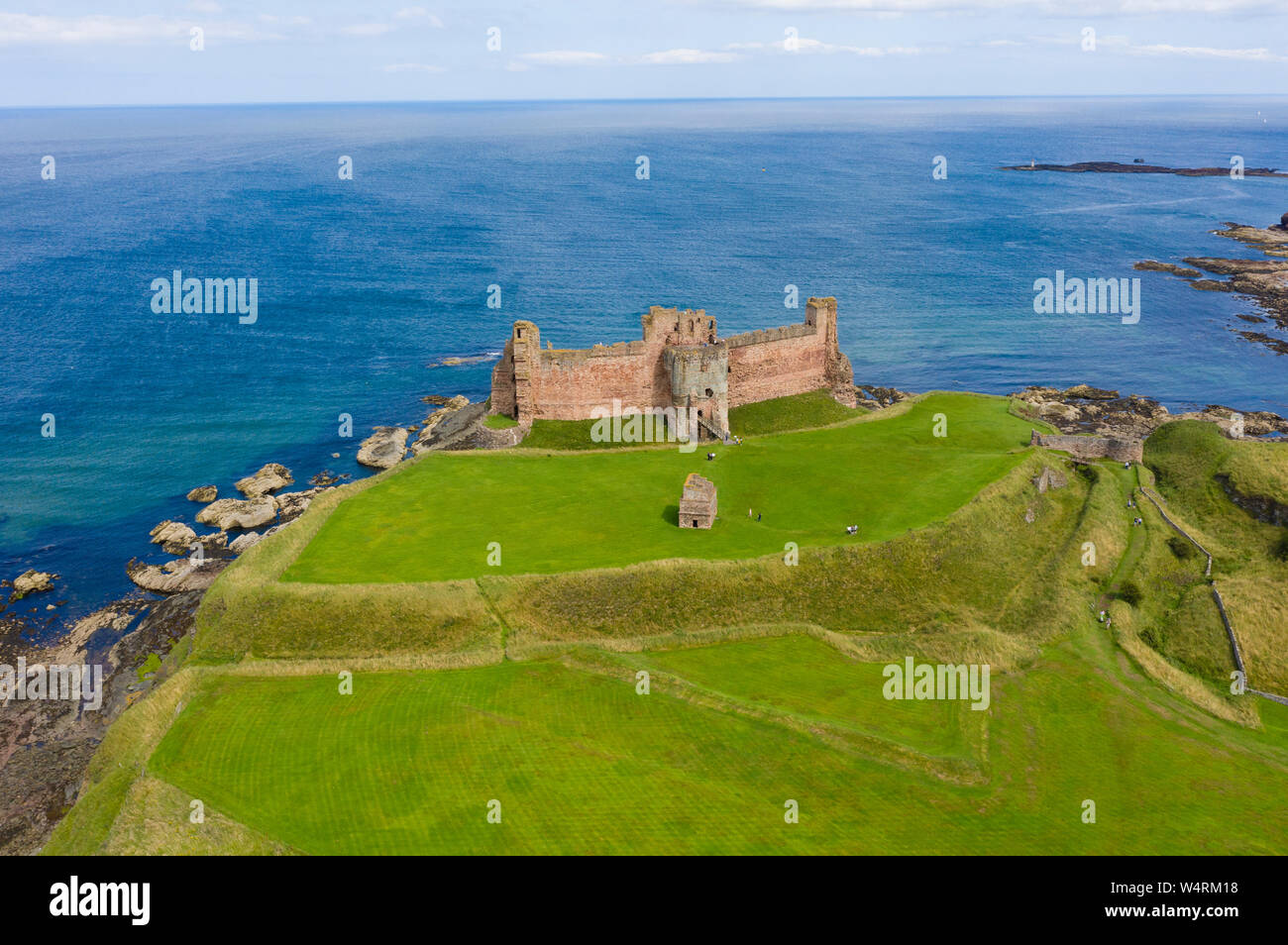 Aerial view of Tantallon Castle in East Lothian, Scotland, UK Stock Photo