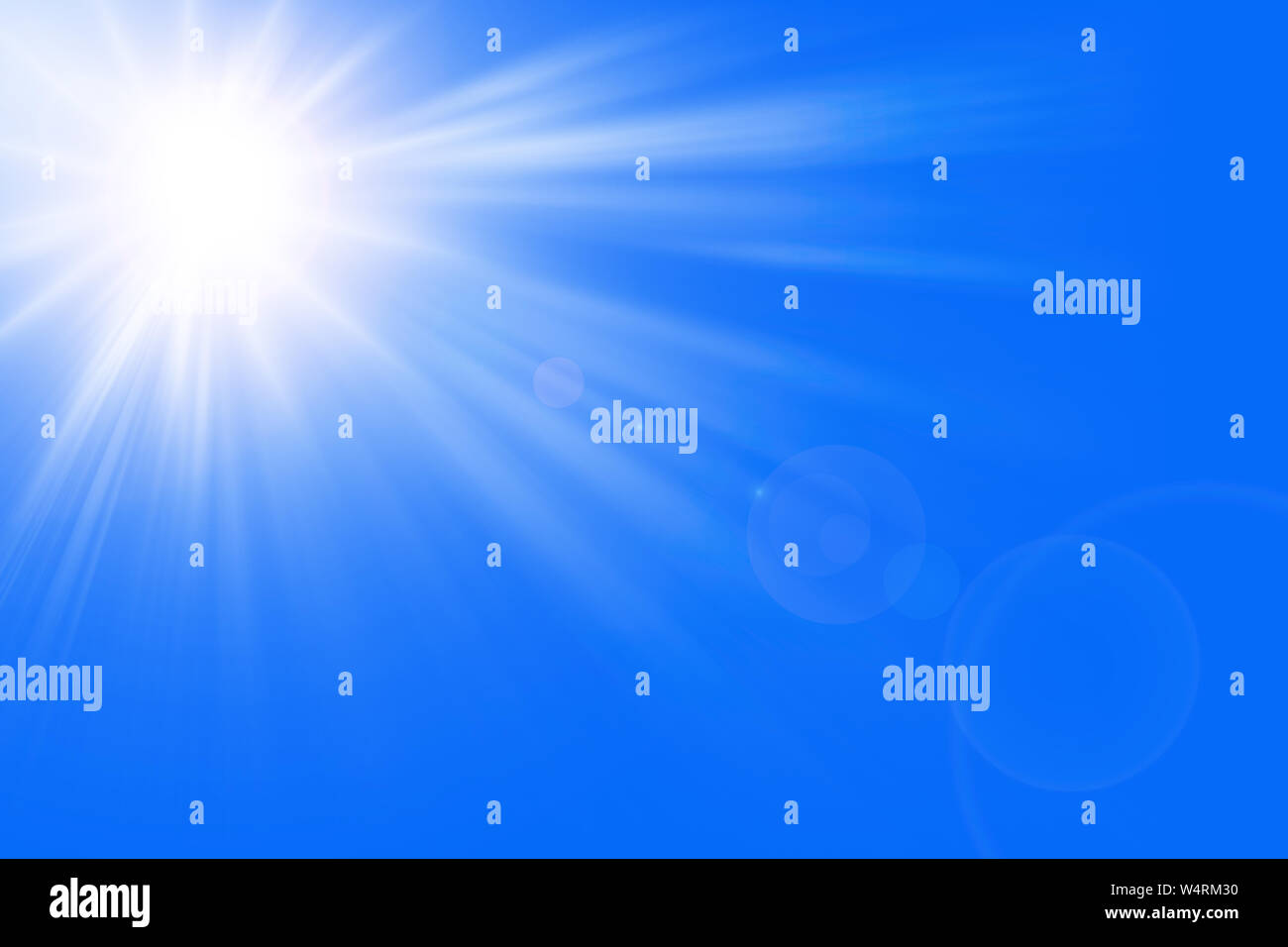 Sun rays in a blue sky   Paradise Stock Photo