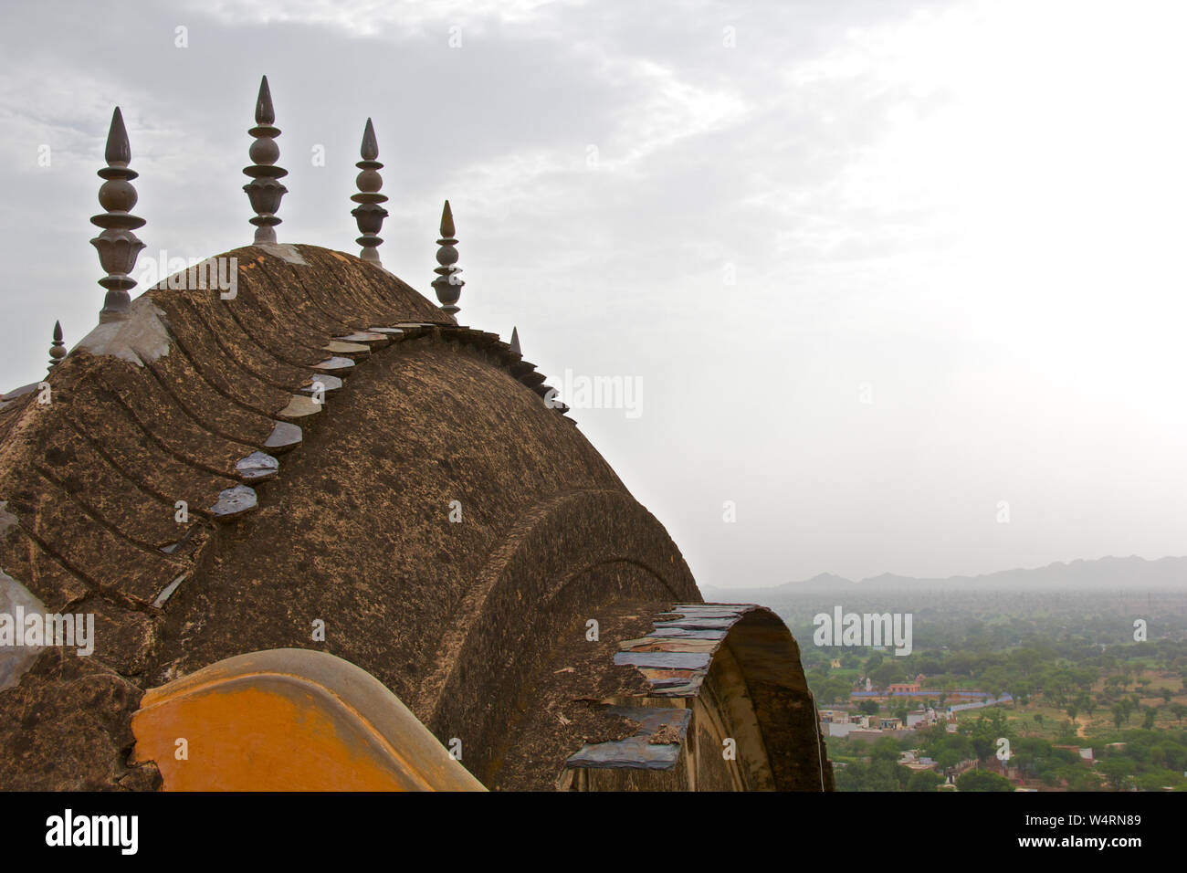 High section view of a fort, Neemrana Fort, Neemrana, Alwar, Rajasthan, India Stock Photo