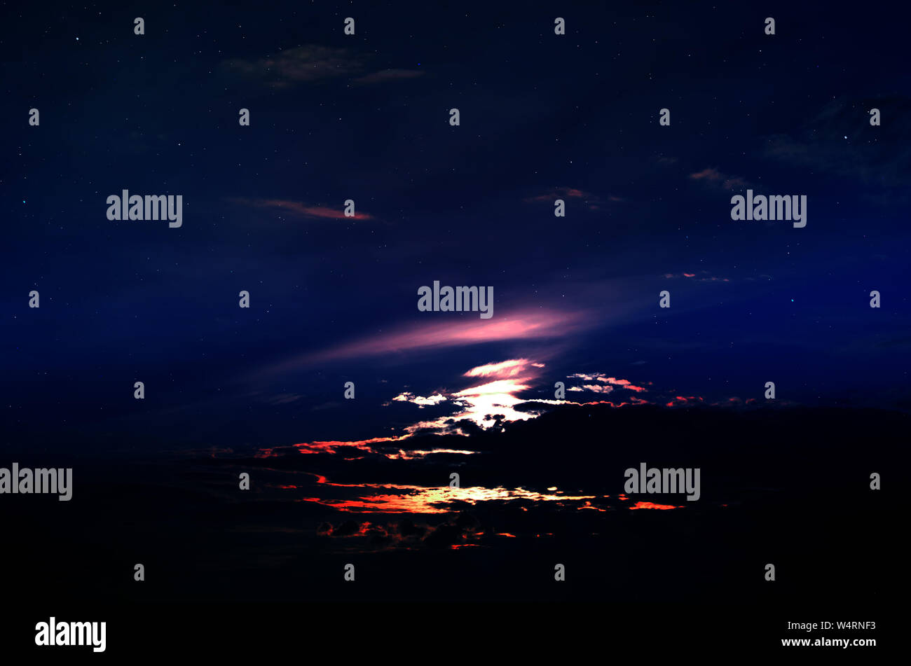 Background night sky with stars, moon and clouds Stock Photo - Alamy
