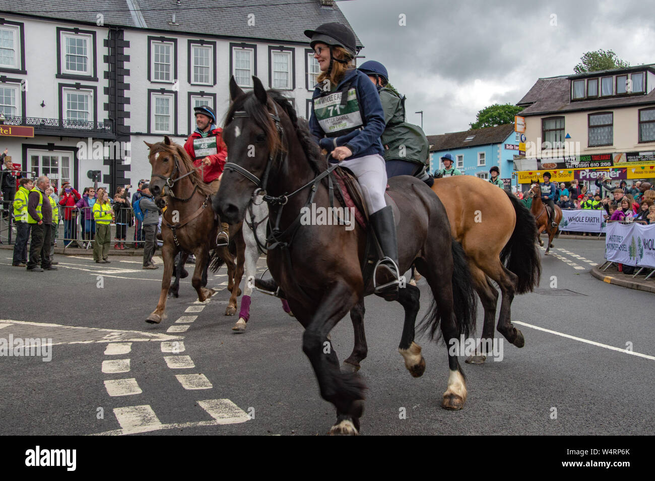 Start of the Man v Horse marathon race, Llanwrtyd Wells, Powys, Wales. 2019. Stock Photo