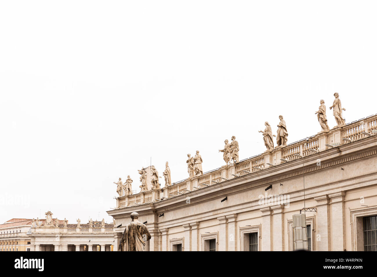 Gray Building Rome ROME, ITALY - JUNE 28, 2019: old building with roman statues under grey ...