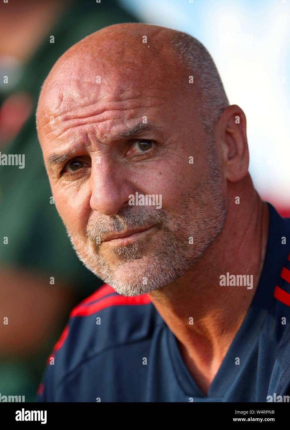 Arsenal coach Steve Bould during the pre-season friendly match at The Hive, London. Stock Photo