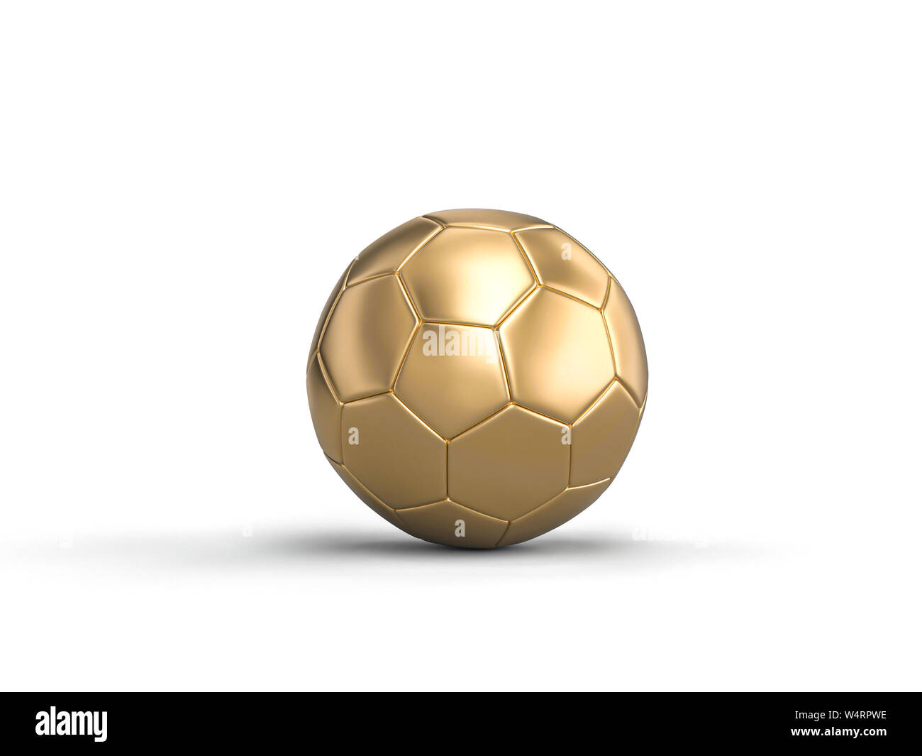 3d render image of classic soccer ball gold color on white background