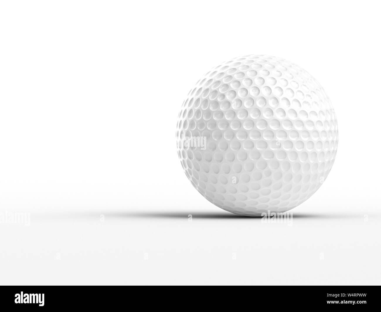 3d image of a classic gold ball on a white background, space for any writings on the left side. Stock Photo