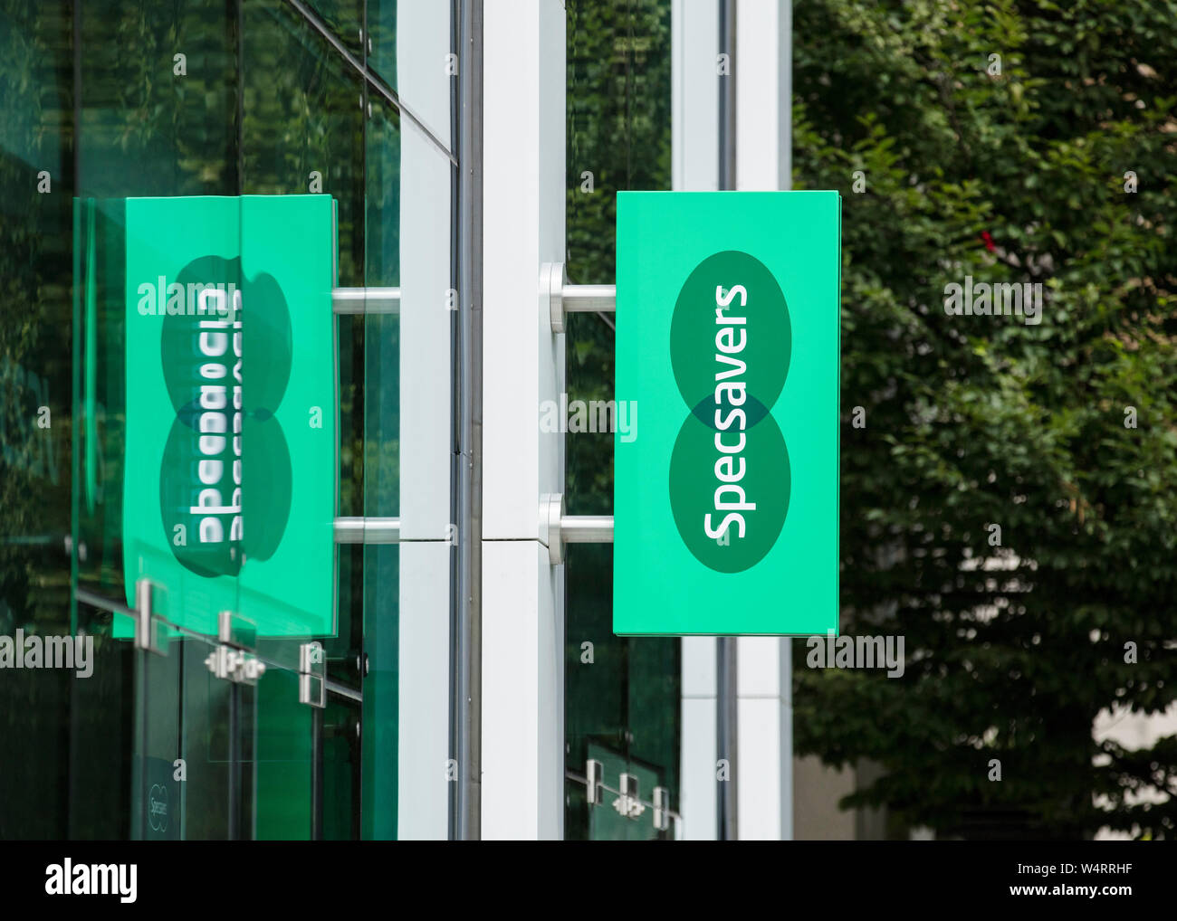 London, United Kingdom, 17th July 2019, Specsavers Sign Stock Photo