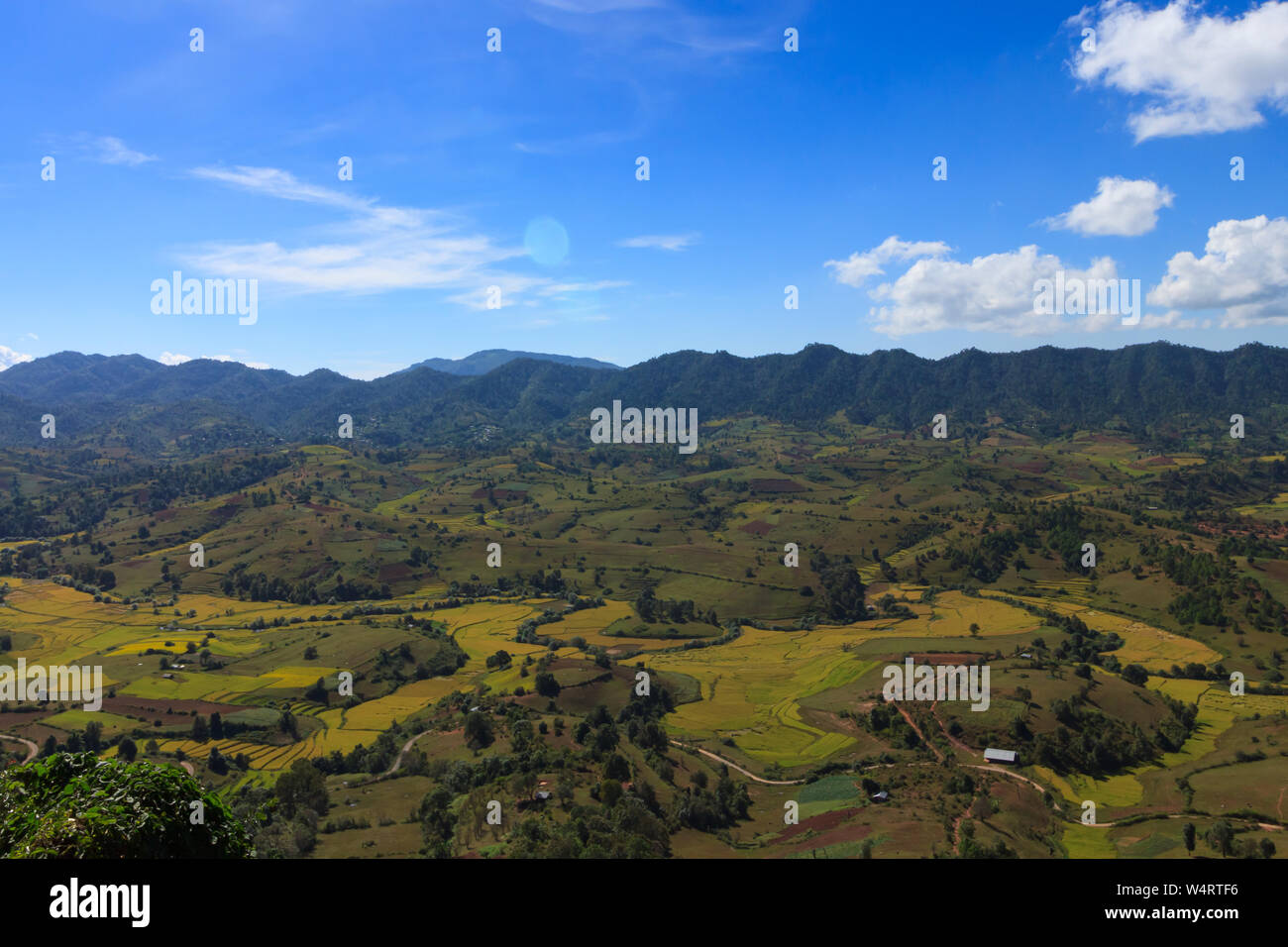 Kalaw View Views of the rollings hills of Kalaw highlands area, Myanmar Stock ...