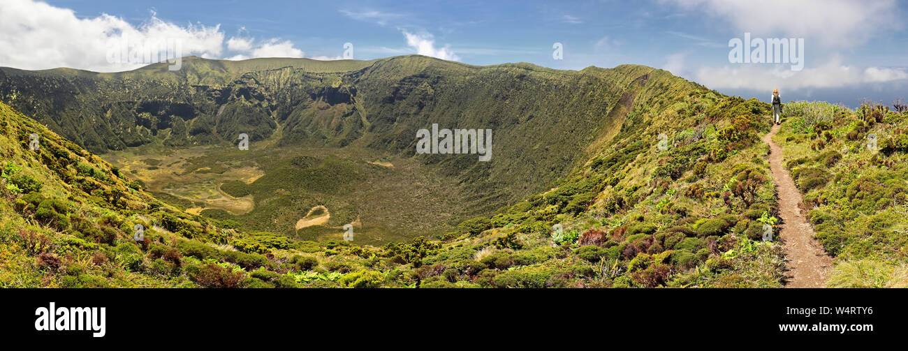 Female walker on The slopes of Pico da Vara, the highest point on Sao  Miguel, Azores Stock Photo - Alamy