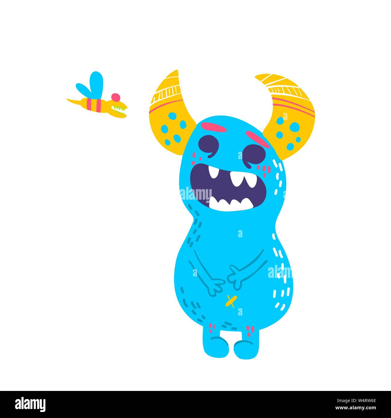 Cute cartoon monster. Vector isolated monster. Good design for