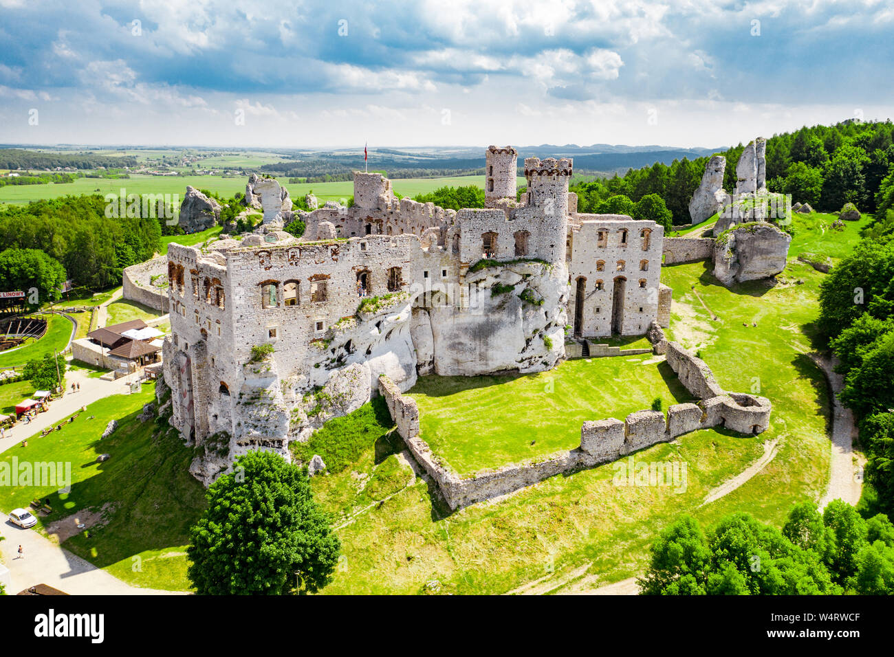 medieval castle ruins located in Ogrodzieniec, Poland Stock Photo