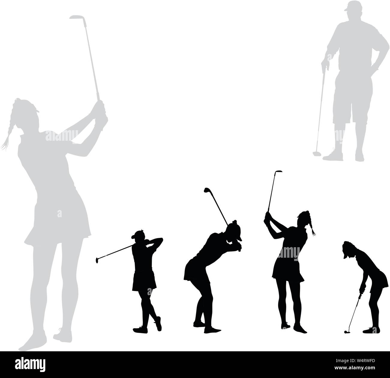 Vector silhouette of a woman golf player Stock Vector Image \u0026 Art - Alamy, image size:1300x1260