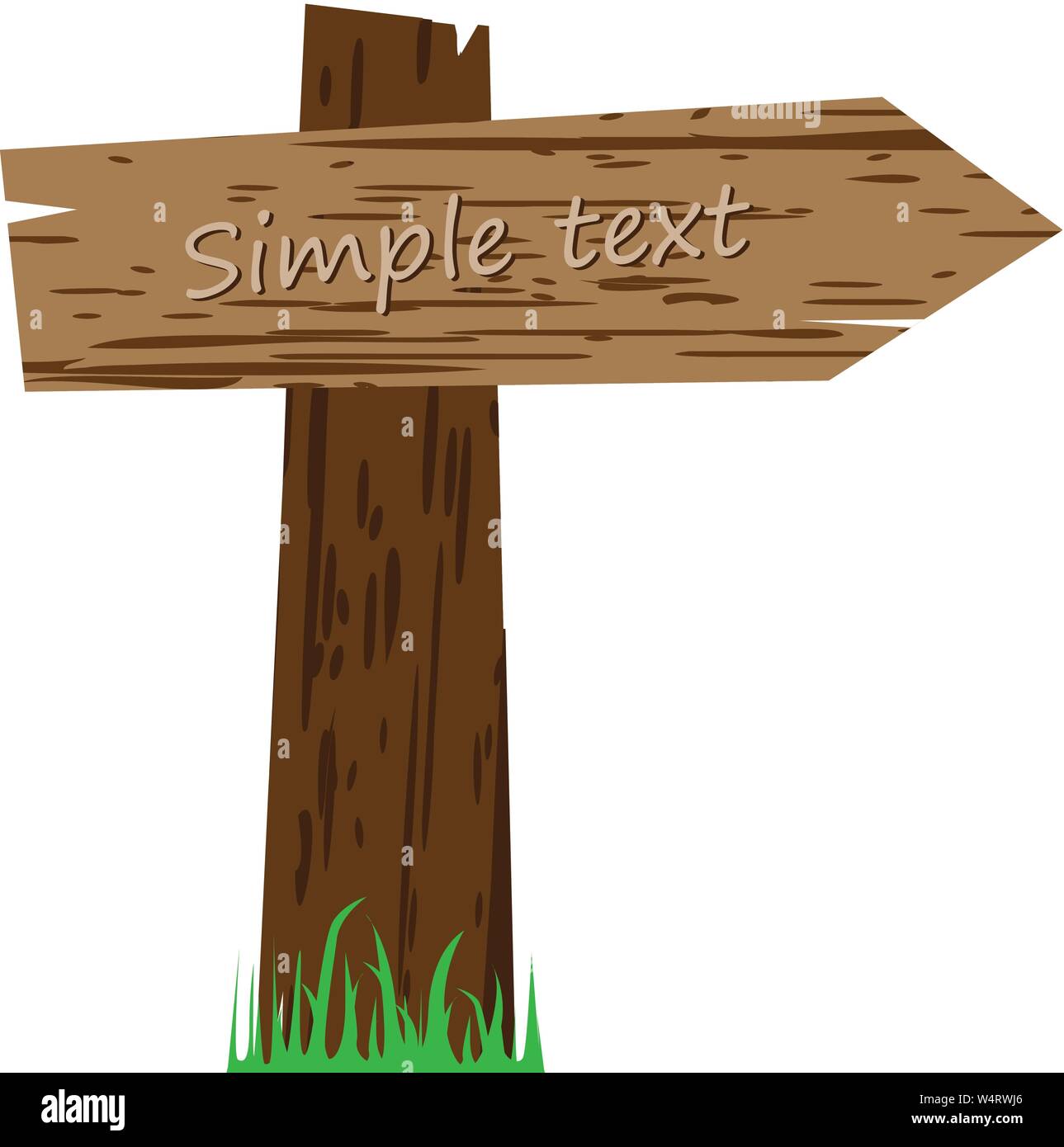 Wooden sign on a grass vector illustration isolated Stock Vector Image ...