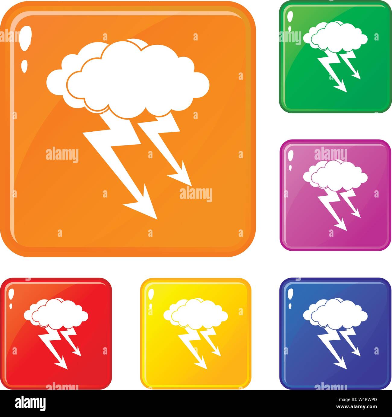 Lightning cloud icons set vector color Stock Vector Image & Art - Alamy