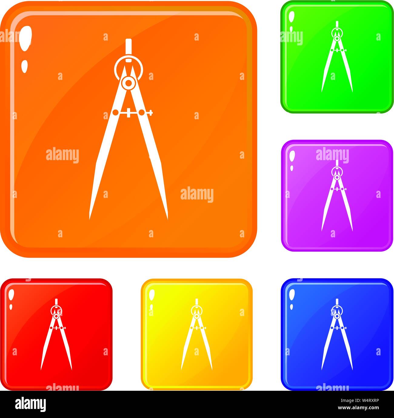 Compass for drawing and delineation icons set vector color Stock Vector