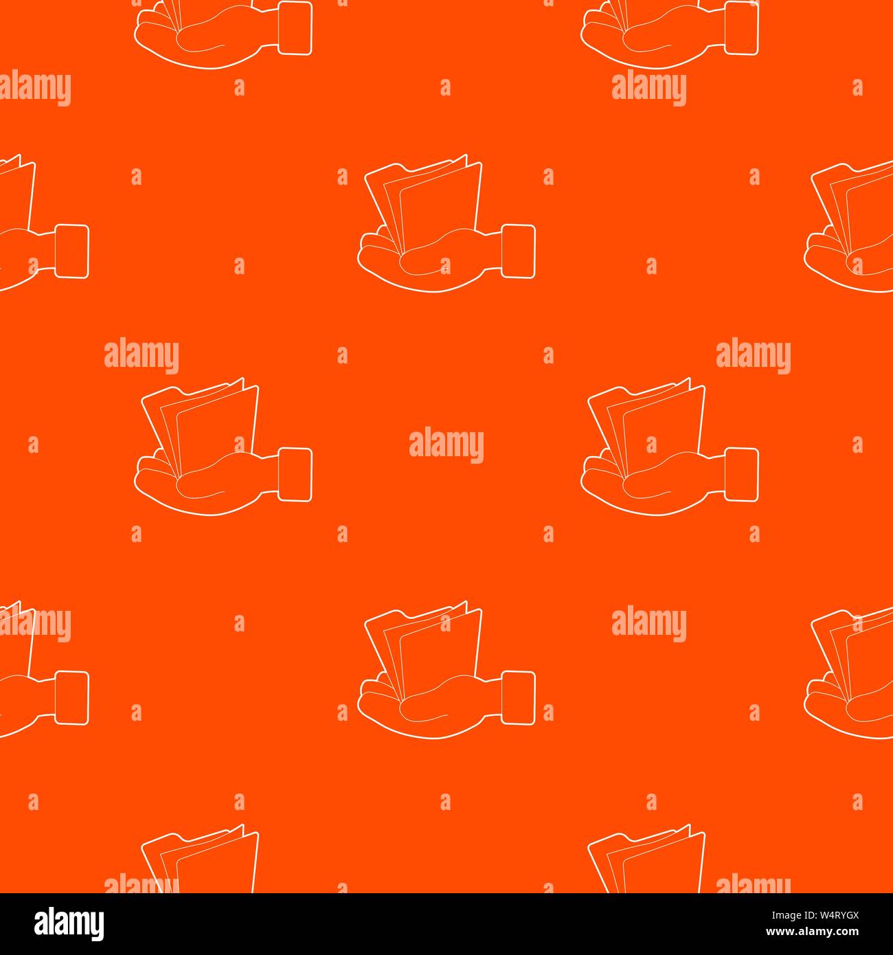 Hand holding file folder pattern vector orange Stock Vector