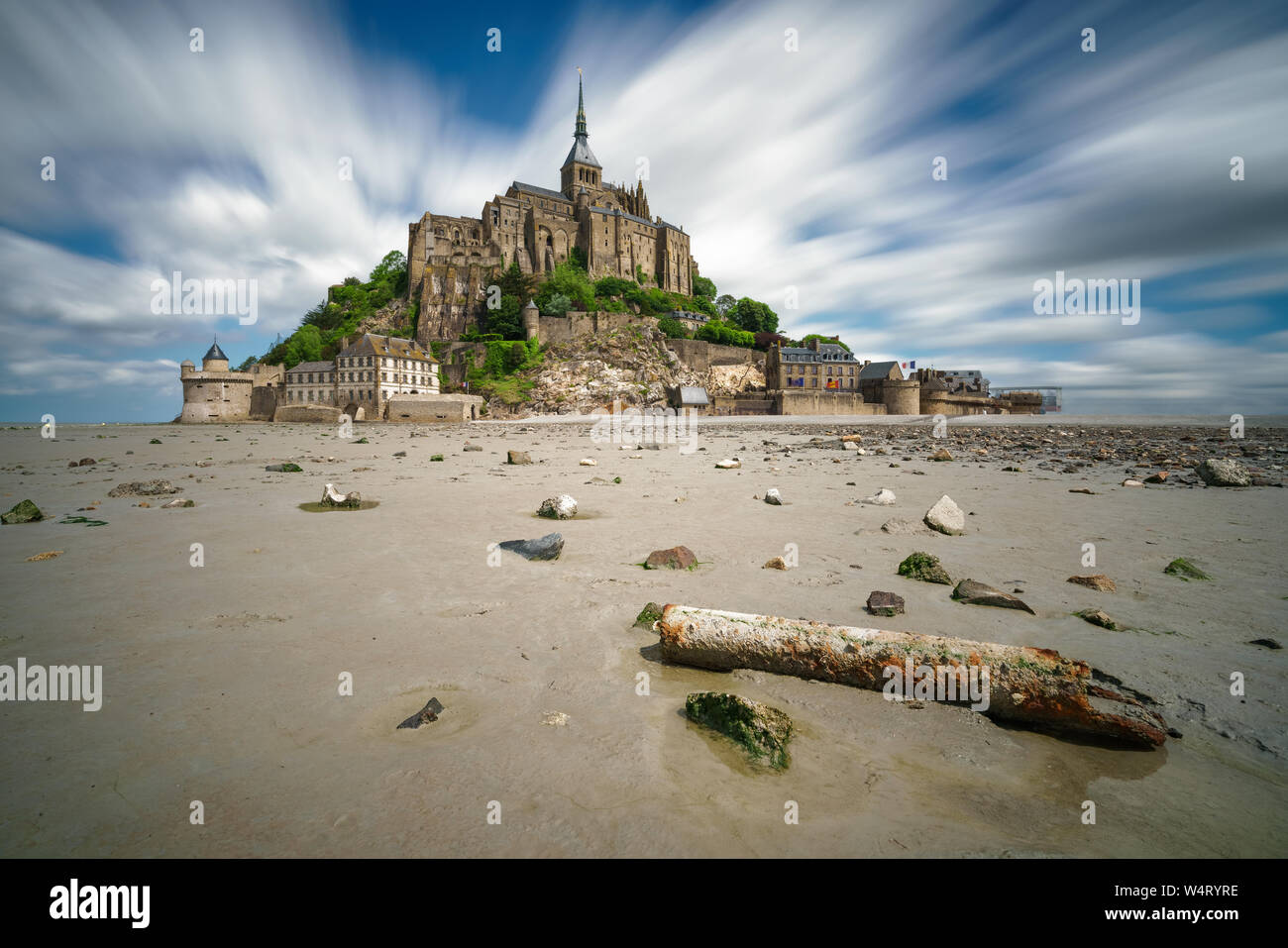 the-mont-saint-michel-at-low-tide-normandy-france-stock-photo-alamy