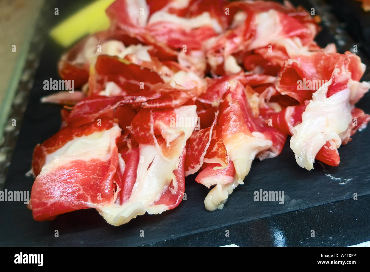 Traditional Portuguese dry cured ham, presunto portugues Stock Photo