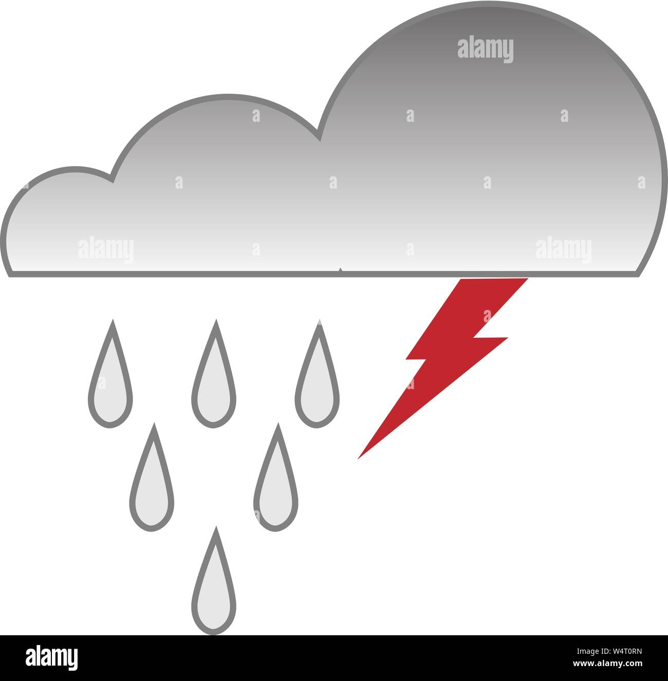 Cloud with rain and lightning bolt vector illustration Stock Vector