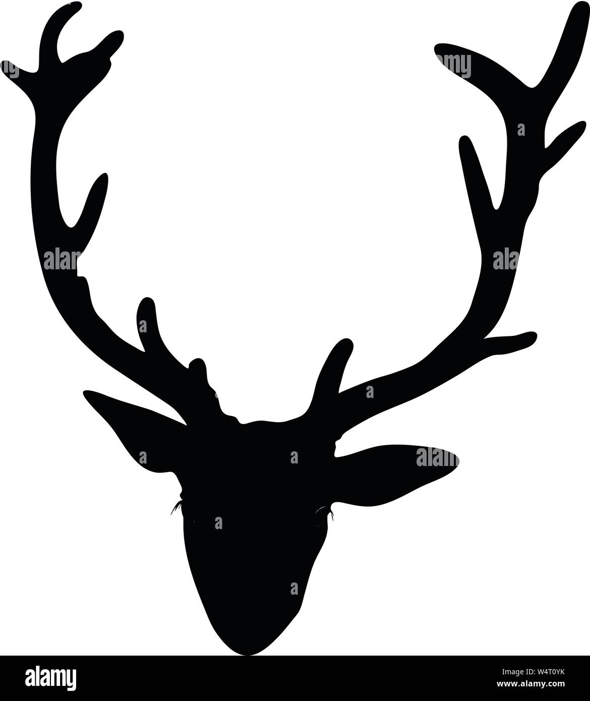 deer head vector silhouette isolated on white Stock Vector
