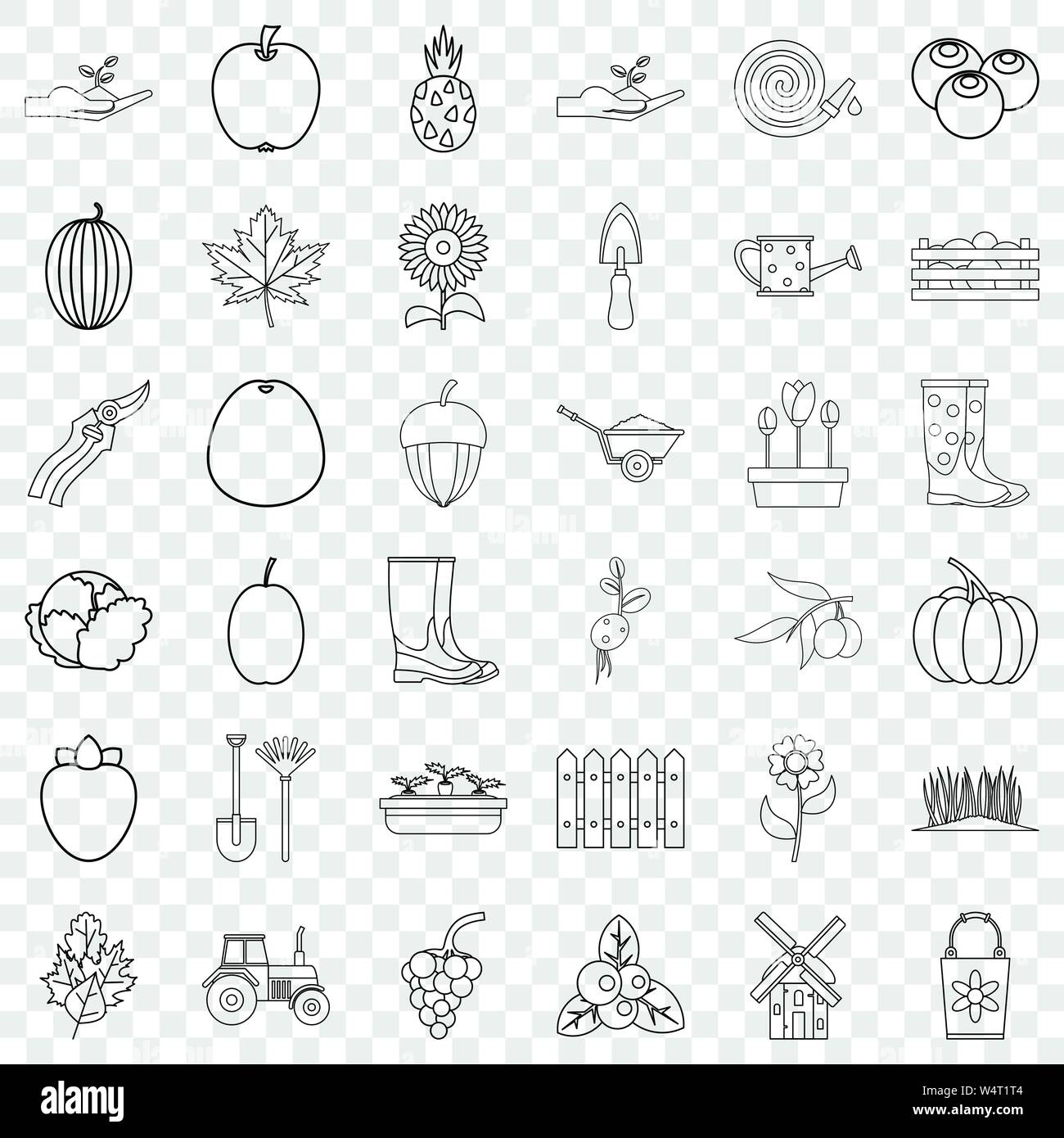 Cultivated icons set, outline style Stock Vector Image & Art - Alamy