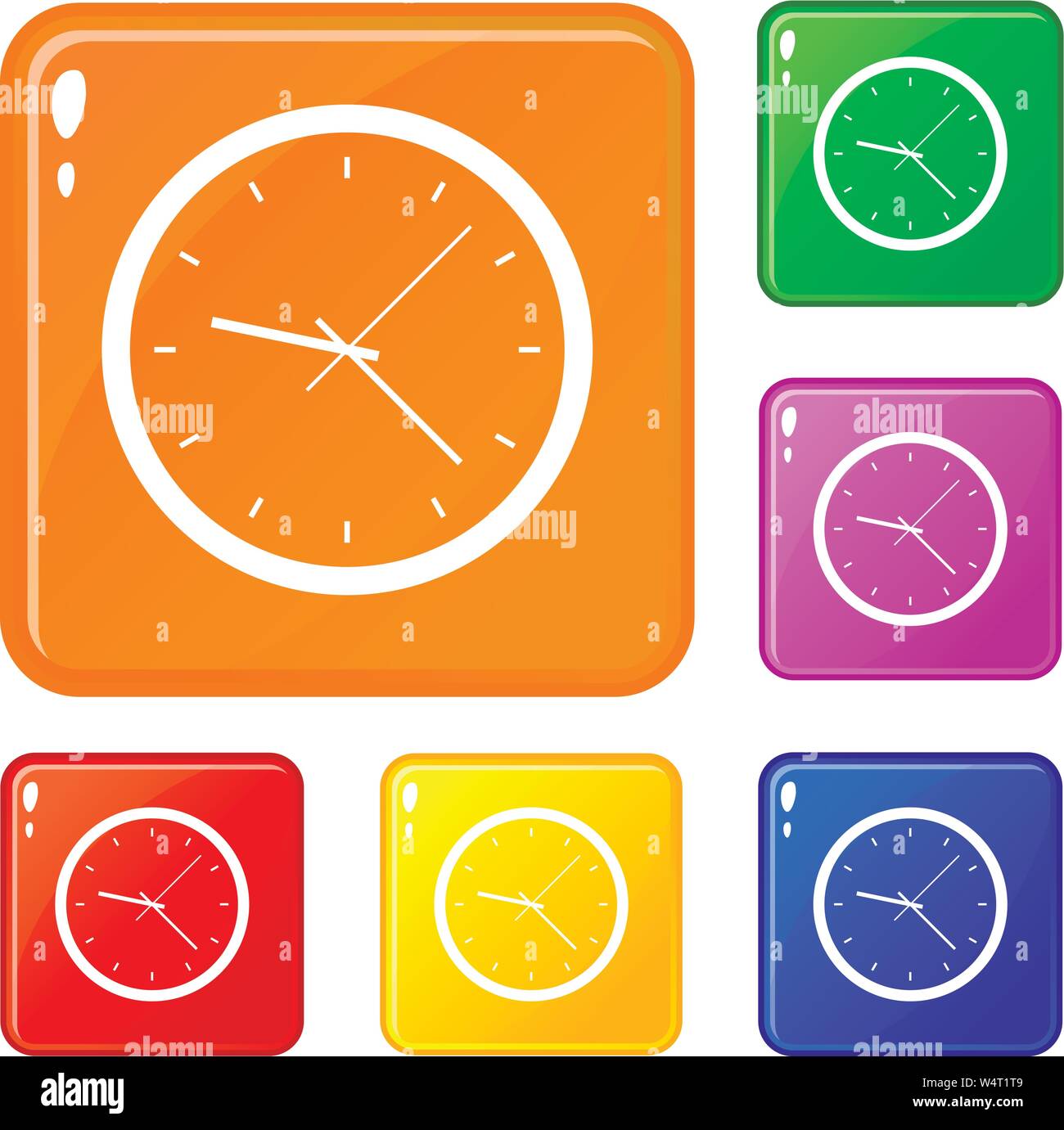 Wall clock icons set vector color Stock Vector