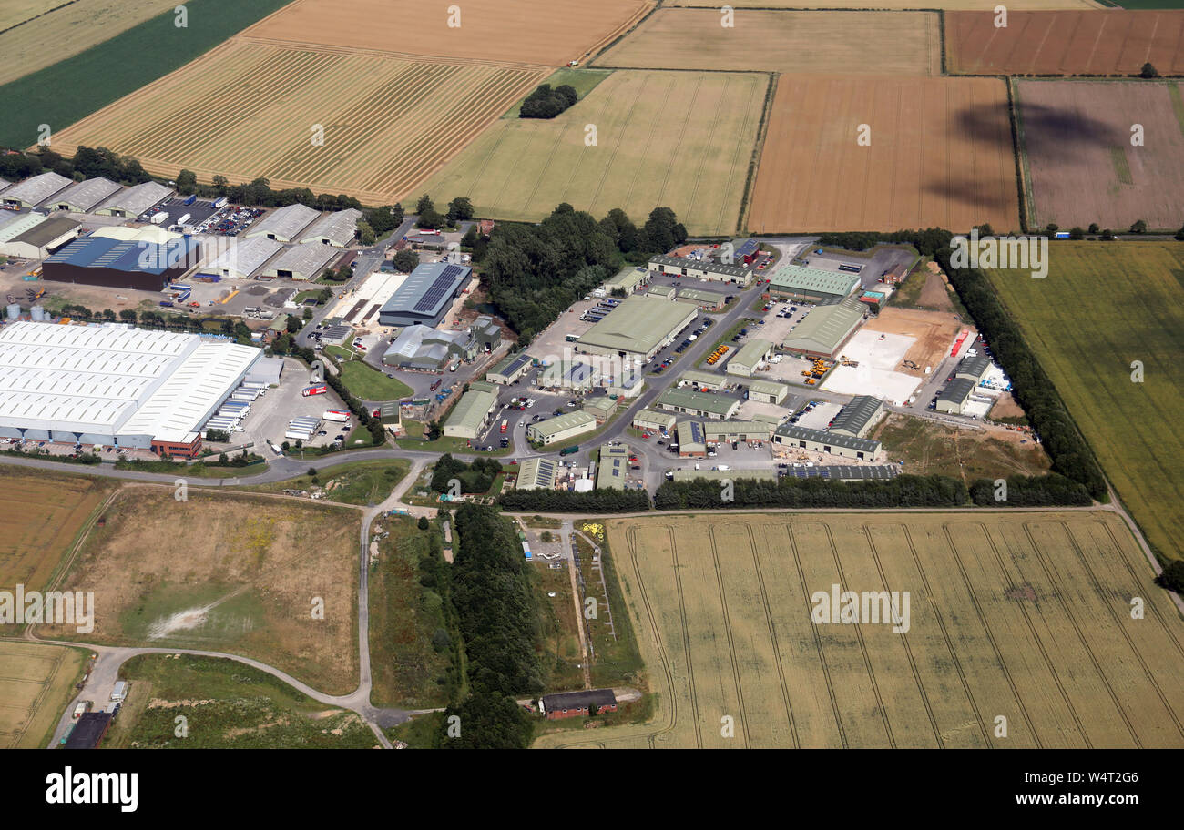 aerial view of Barker Business Park, Melmerby, Ripon, North Yorkshire, UK Stock Photo