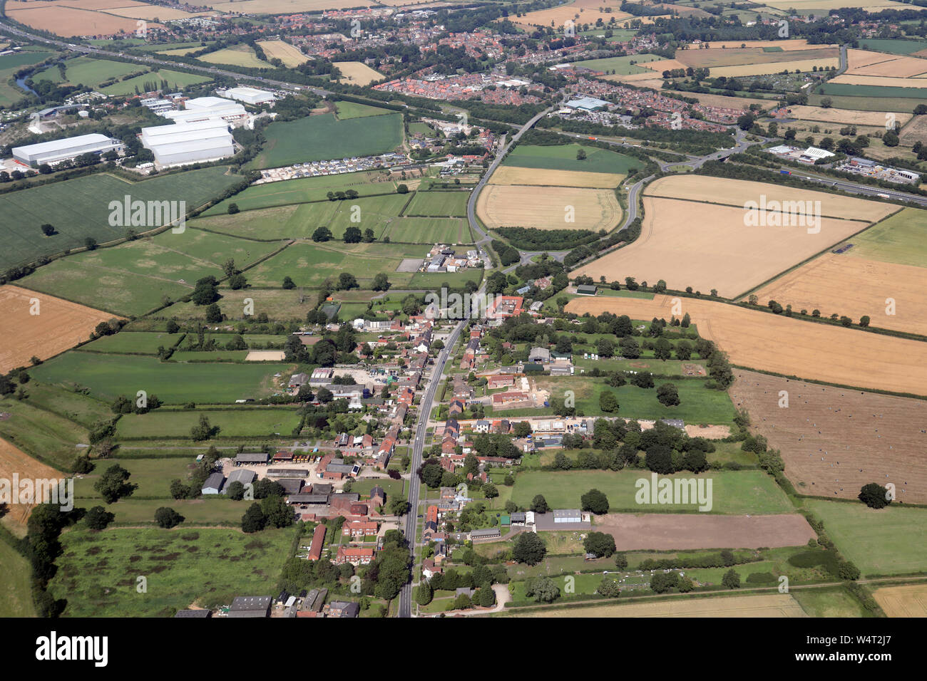 aerial view of Minskip village, near Boroughbridge, North Yorkshire, UK Stock Photo
