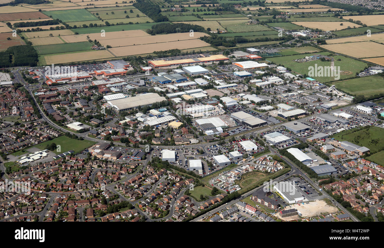 aerial view of Clifton Moor, north of York, UK Stock Photo