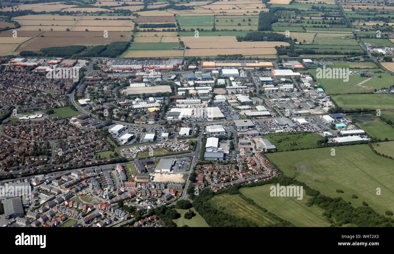 aerial view of Clifton Moor, north of York, UK Stock Photo