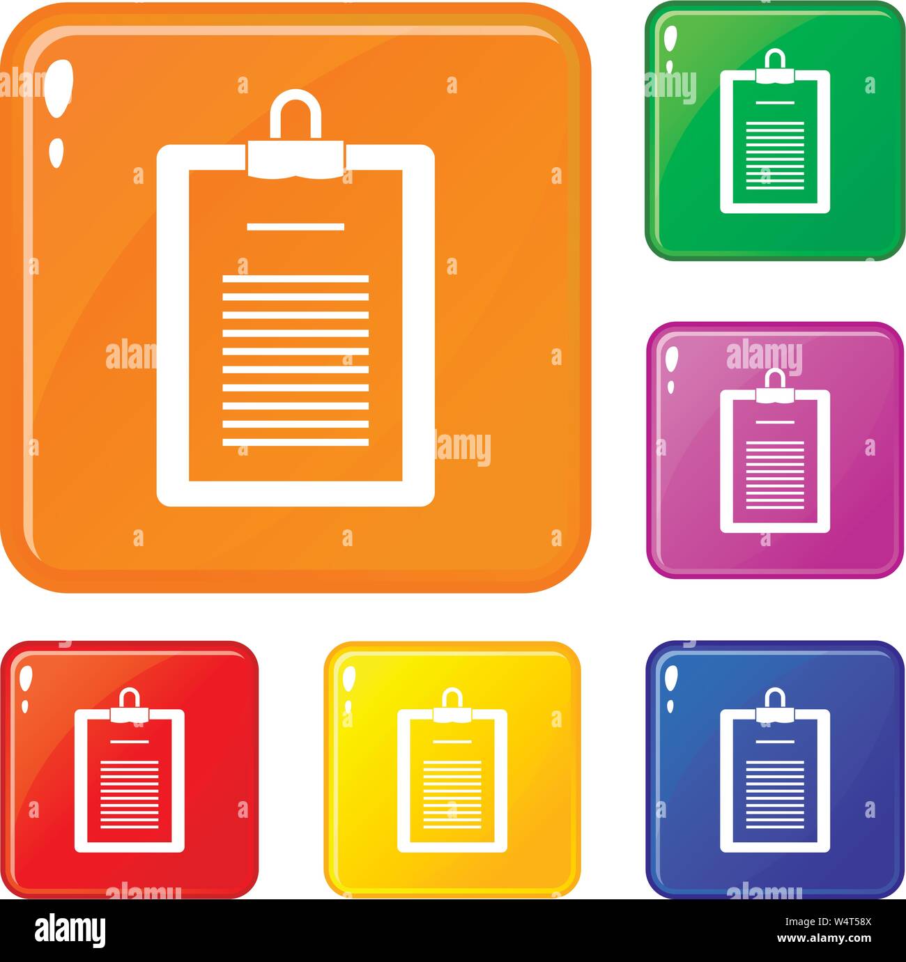 Clipboard with checklist icons set vector color Stock Vector Image ...