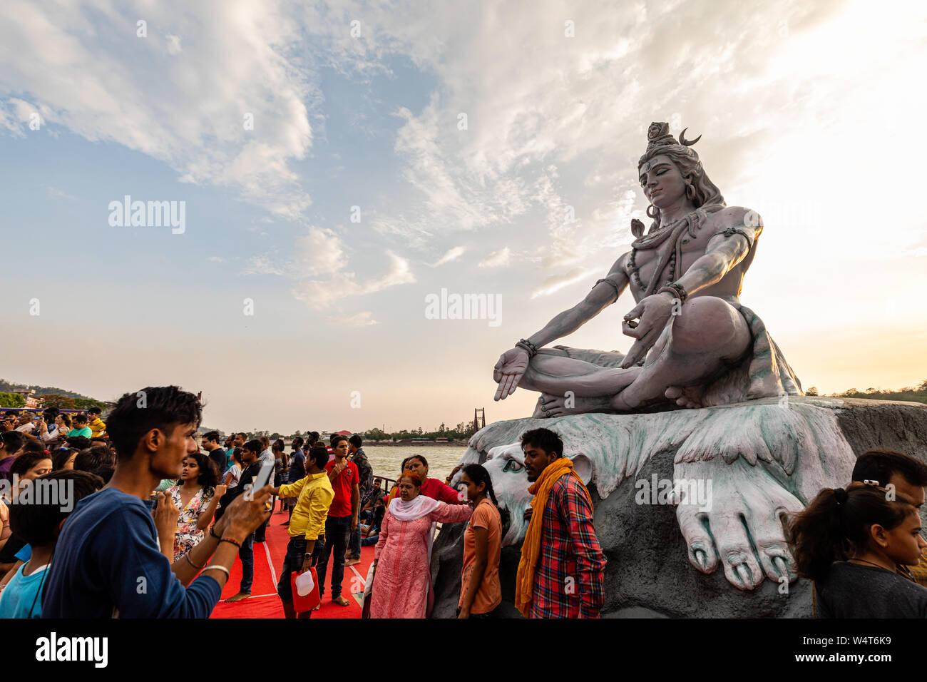 Shiva Rishikesh Statue of Lord Shiva at Parmarth ashram on the banks of River Ganga in ...