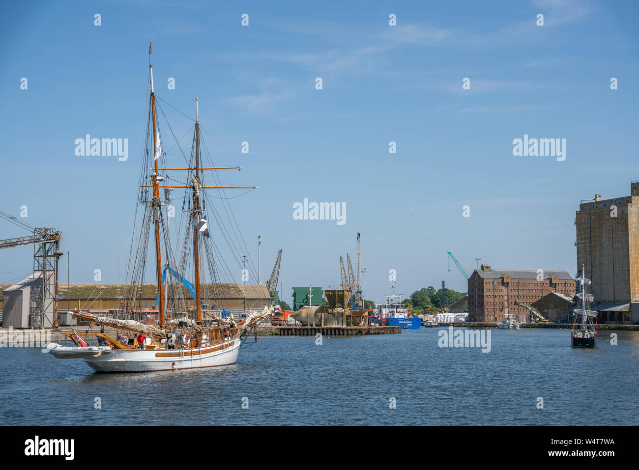The sailing ship Anny in Sharpness Docks in Gloucestershire, United Kingdom Stock Photo