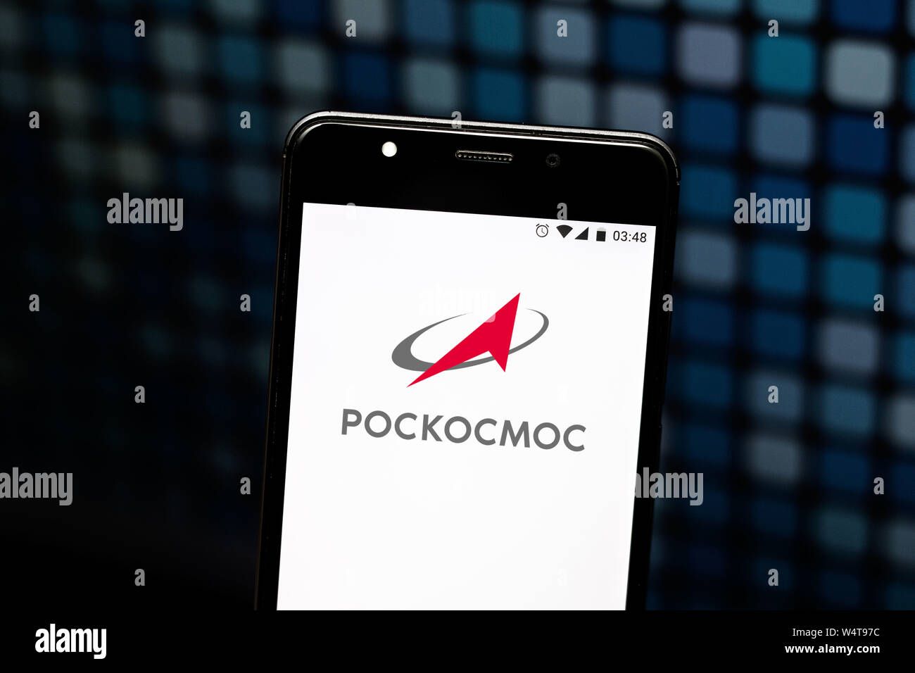 July 24, 2019, Brazil: In this photo illustration a Roscosmos State Corporation for Space Activities logo seen displayed on a smartphone. Credit: Rafael Henrique/SOPA Images/ZUMA Wire/Alamy Live News Stock Photo