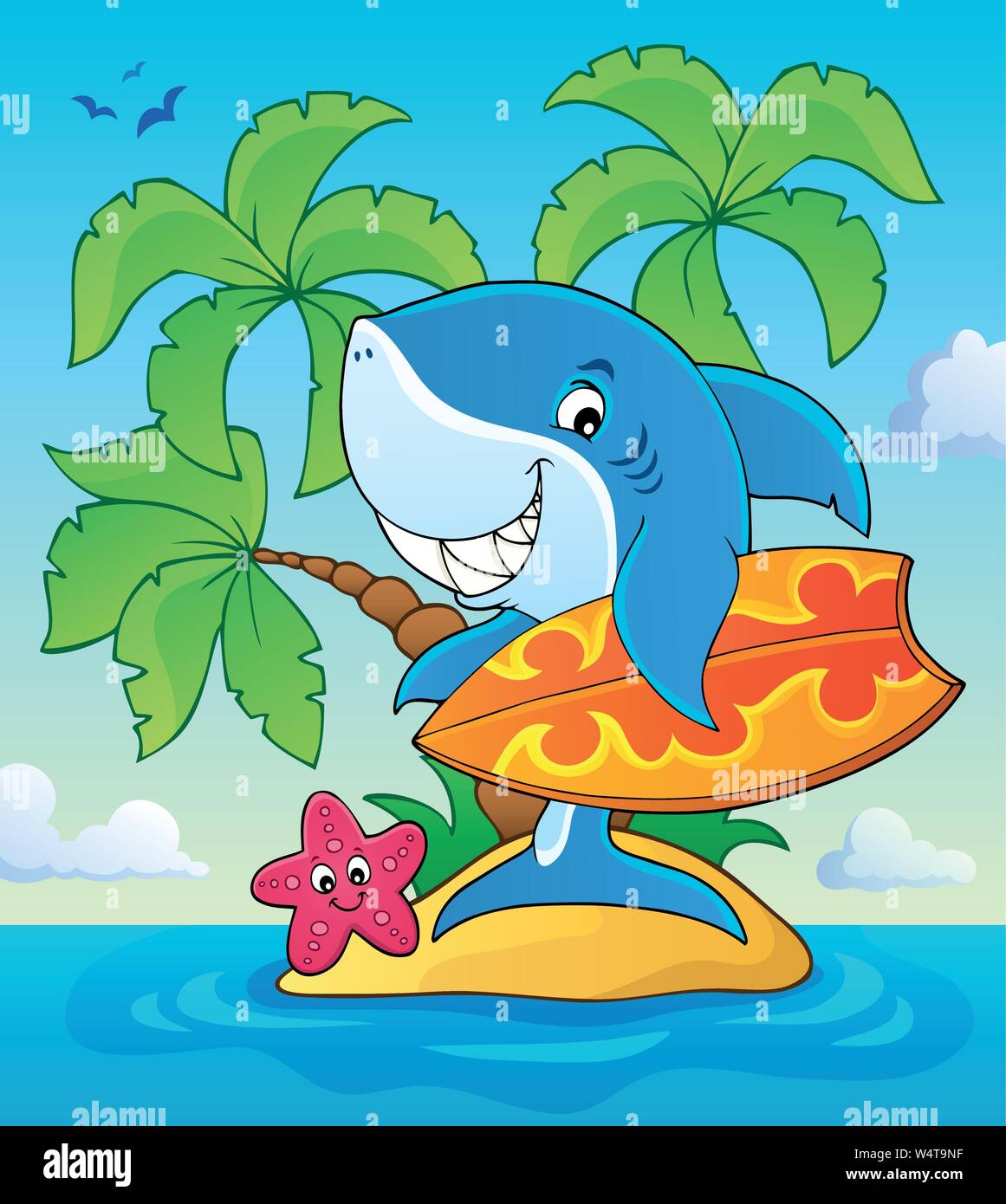 Surfer shark theme image 3 - eps10 vector illustration. Stock Vector