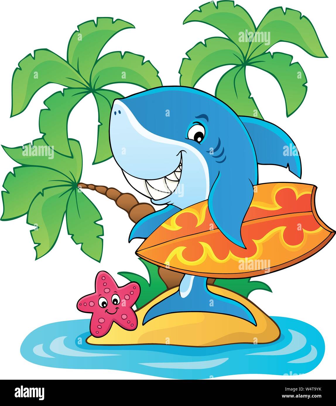 Surfer shark theme image 2 - eps10 vector illustration. Stock Vector